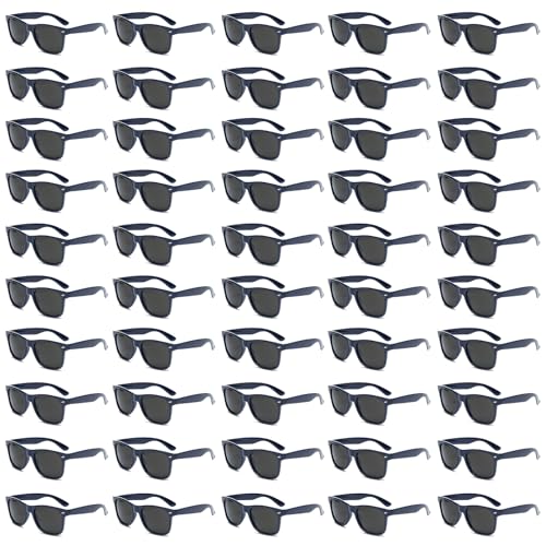 Image of 50 /100 Pack Bulk Sunglasses for Adult Retro 70s 90s Cheap Glasses UV400 Protection (50Navyblue)