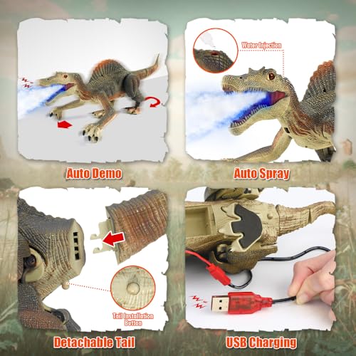 Mini Tudou Remote Control Dinosaur Toys,RC Walking Robot Dinosaur Toy with Light Chasing Remote Control,Auto Spraying and Roaring,Jurassic Spinosaurus Dino Toys for Kids Boy 4 5 7 8-12 Year Old by Mini Tudou - Image 5