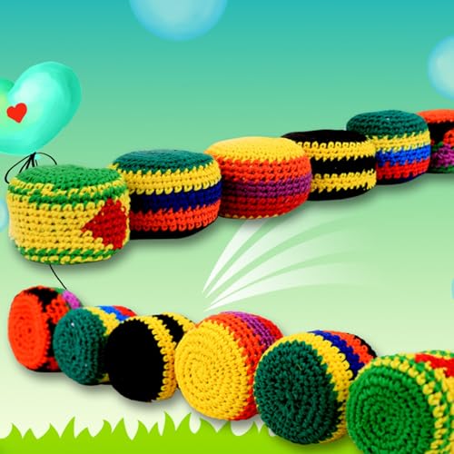 Crochet Kick, Knitted Footbag, 6PCS Hand-Made Knitted Hacky Ball Sacks for Beginners Outdoor Play Set (6pcs) - Thumbnail 7