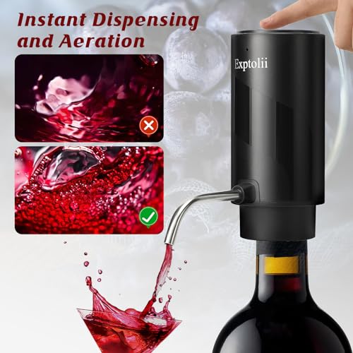Electric Wine Aerator, Wine Decanter, Wine Dispenser, Wine Gift, Automatic One-Touch Wine Pourer Pump Wine Oxidizer for Red and White Wine Re-chargeable - Thumbnail 4