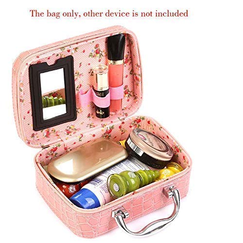 Image of Multifunctional Cosmetic Bag for Travel with Small Mirror Adjustable Dividers for Cosmetics Makeup Brushes | Toiletry Bucket | Organizer | Household Grooming Kit | Toiletry Vanity Portable