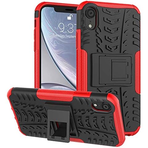 ALDHOFA iPhone X Case,iPhone Xs Case Heavy Duty Shock Proof Rugged Armor Protective Phone Case,Dual Layer Hybrid Cover with Kickstand for iPhone X/Xs (Red) Cover