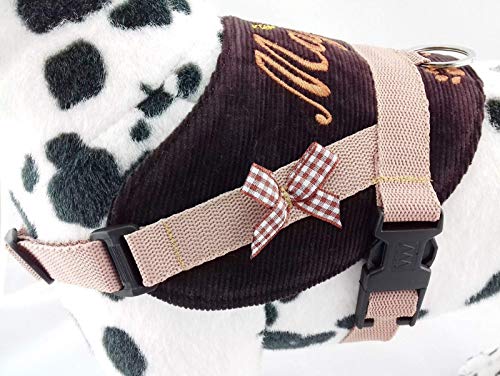Hundegeschirr S M L XL XXL Brustgeschirr mit Wunsch Namen bestickt Braun für kleine mittelgroße und große Hunde