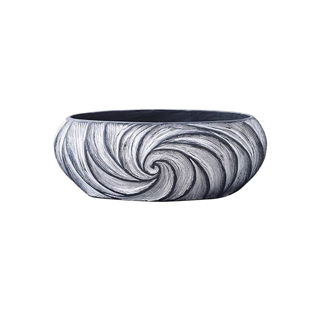L8p2B5s7 Garden Pots Spiral Textured Fiberglass Planter with Drainage Hole for Home Office Windows