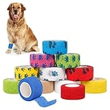 vendas perros pirotecnia CONTENIDO DEL PAQUETE - el juego de vendas para mascotas incluye 12 rollos de vendas autoadhesivas en varios colores, cada envoltura para mascotas mide 2.5cm x 4,5 m (estirada), estas cintas se pueden usar para muchos propósitos y el respaldo se puede ajustar usando más o menos cinta