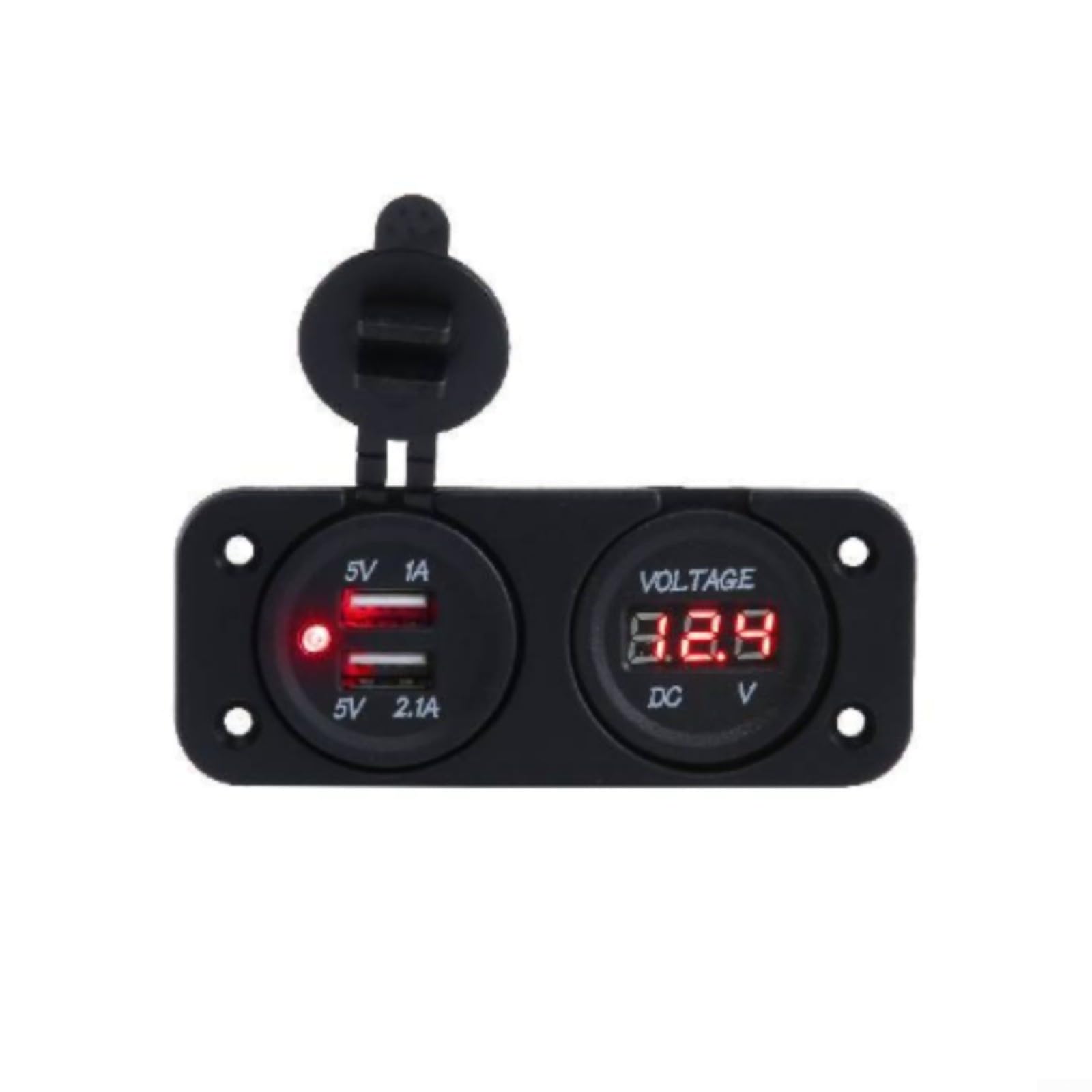 Cargador USB dual marino para cargador con pantalla de voltaje LED, adaptador de corriente de coche de 3.1 A para caravana, barco, yate para motocicleta, llama ABS de 12 V-24 V (rojo)
