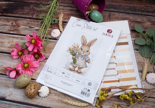 Image of Luca-S Cross Stitch Kit The Happy Bunny, B1410, Counted Cross Stitch Kit for Adults, Needlecraft and Embroidery Kit | embroidery by Marussia