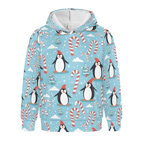 Kids Hoodies Sweaters Christmas Xmas Penguin Hooded Sweatshirts with Big Pockets for Boys Girls B0400435