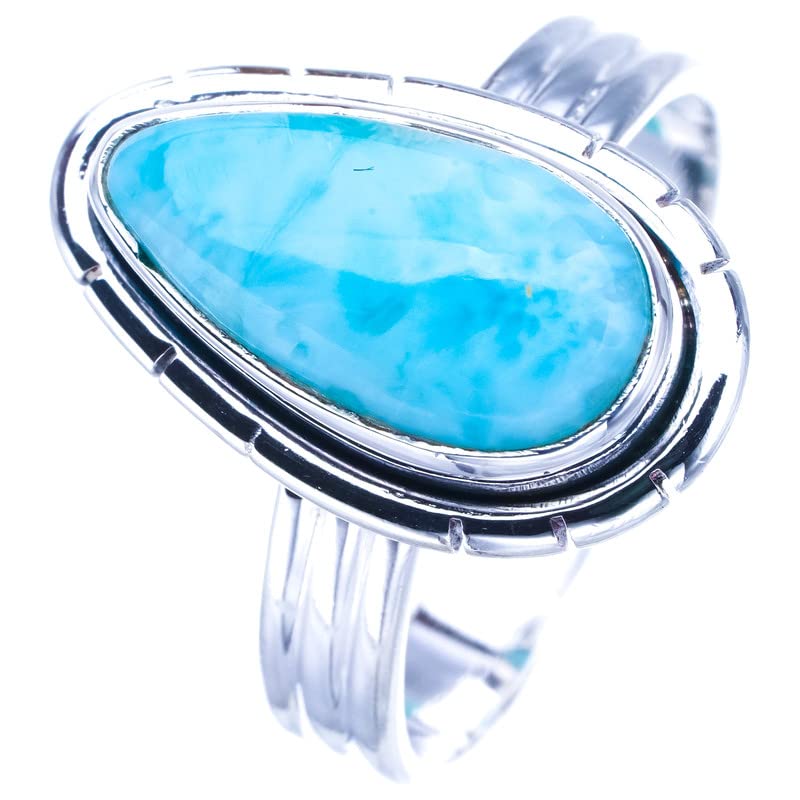 Bague Larimar naturel fait main StarGems en argent 925 de prestige
