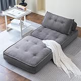 VIKAYAMICS Convertible Sleeper Chair Folding Sofa Bed 33” with Pillow Futon Boneless Couch with Back Support Small Couch for Living Room(Grey)