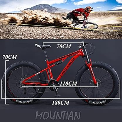 YQCXG Mountainbikes, 26-Zoll-Mountainbike für Herren mit dicken Reifen und Vollpension, Fahrrad aus Kohlenstoffstahl mit großem Rahmen und Doppelscheibenbremse – Bild 7