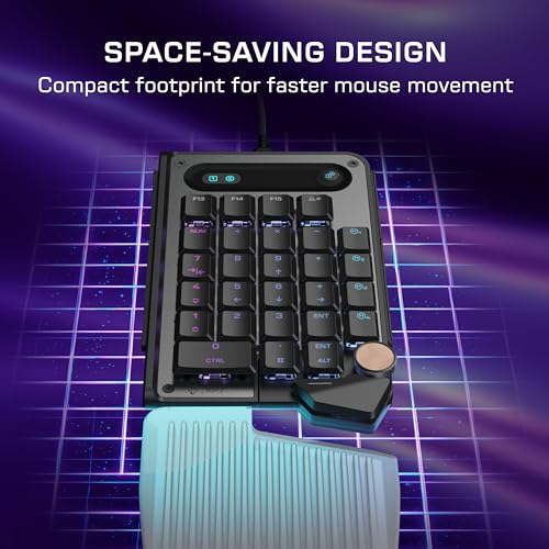 Image of Turtle Beach Command Series KP7 Compact Hall-Effect Gaming Keypad | Extended Thumb Bar, Low-Profile Hall-Effect Switches, Rapid Trigger, Double Shot PBT Keycaps, 8K Polling, Per Key RGB, Black