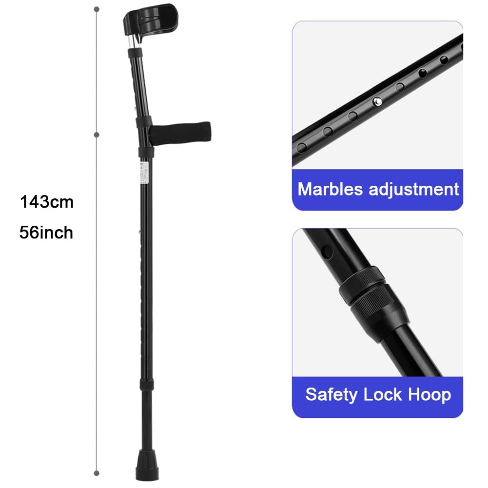 Muletas de antebrazo Bastones de antebrazo ergonómicos para adultos livianos y ajustables, muletas de aluminio para caminar, adecuadas para ancianos, andadores discapacitados (Color : Black, Size : 1