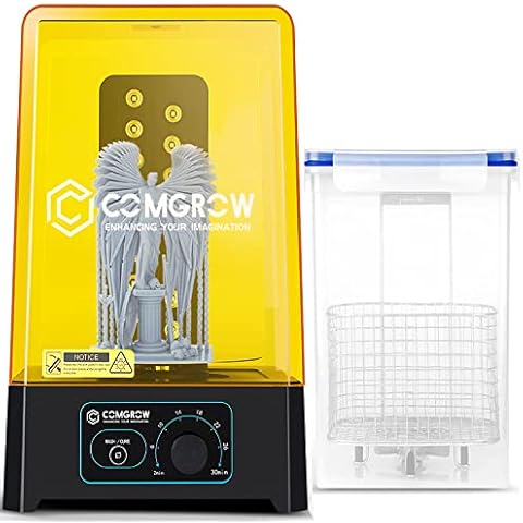 Comgrow Wash and Cure Station with Large Wash Size 6.9x4.9x6.5in and Cure Size 7.1x7.9in, Washing and Curing Station for ELEGOO Mars Series ANYCUBIC Photon Series LCD/SLA/DLP Resin 3D Printer Models Cover