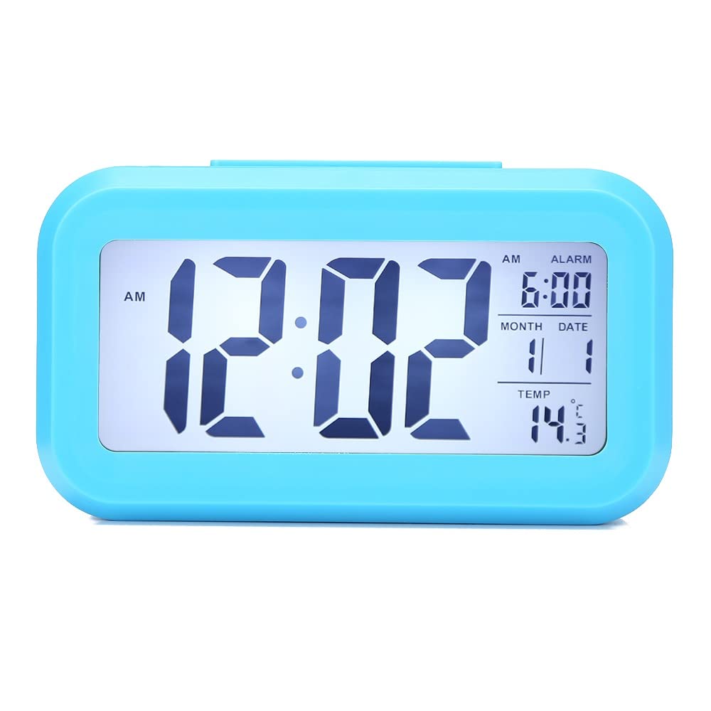 HRWLY Digital LCD Display Alarm Clock with Backlight Square Home Decor Electronic Snooze(D)