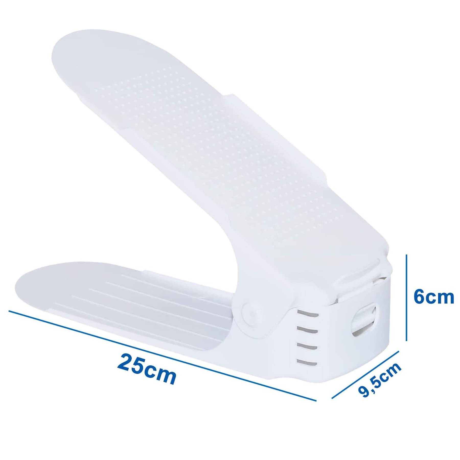 Froadp Set di 60 organizer per scarpe regolabili in materiale PP, antiscivolo, con 3 altezze regolabili, a doppio strato, salvaspazio, colore bianco