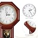 KANEODOT Regulator Wall Clock with Pendulum,Imitation Red Wood Plastic Wall Clock Battery Operated,Vintage Decorative Wall Clocks for Living Room,Farmhouse,Office,Bedroom,Kitchen,Wall Decor