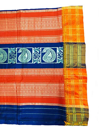 RRK navy blue narayanpet silk saree – image 4