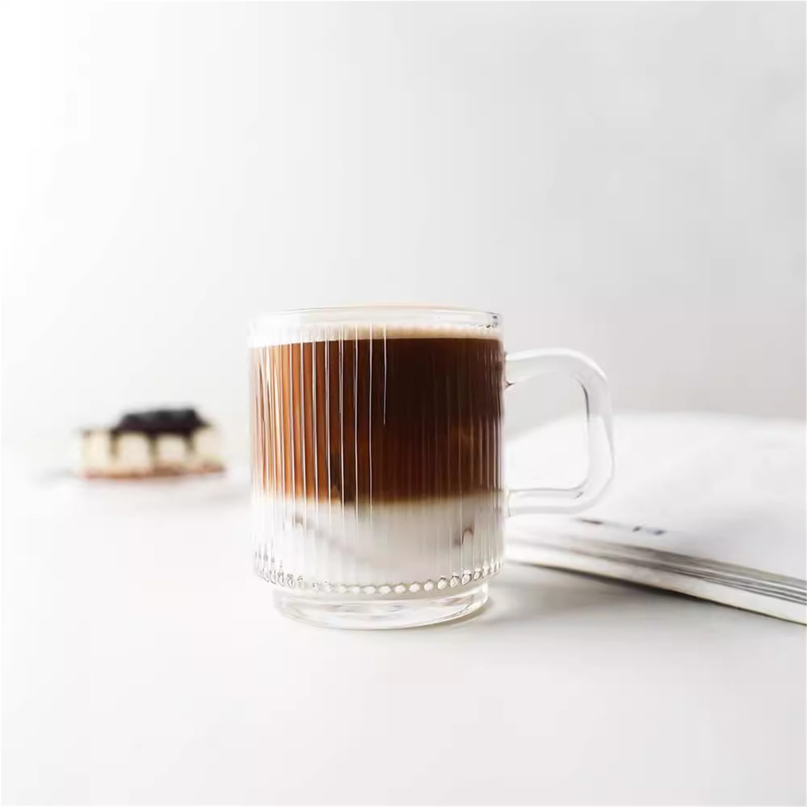 Tazza in Vetro con Manico e Coperchio, Cucchiaio, Tazza per Acqua, Latte per Uso Domestico, caffè e tè