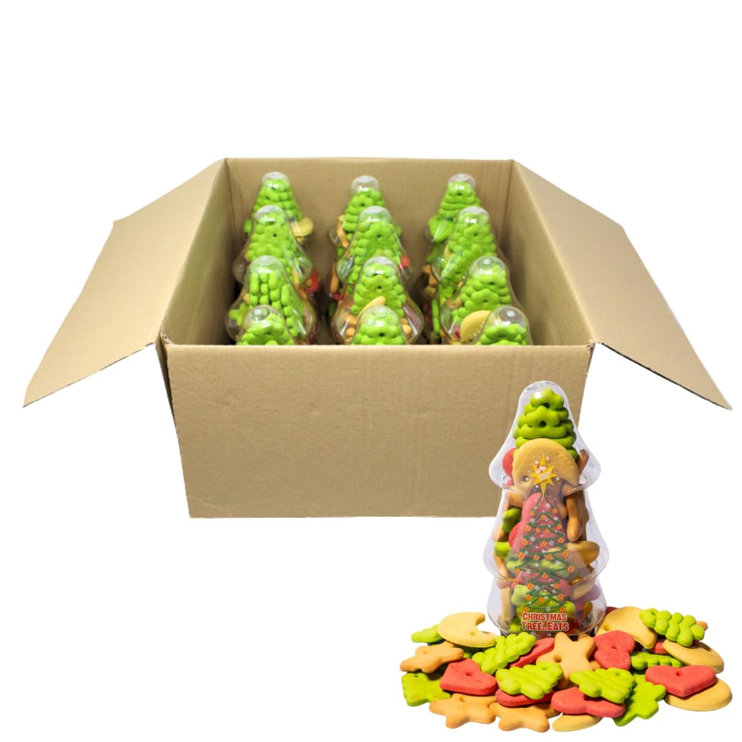 The Barking Bakery Christmas Tree…eats! Dog Biscuits – Handmade Human Grade Festive Christmas Treats in Tree Jar – Dog Stocking Filler Case of 12 x 200g — image 1
