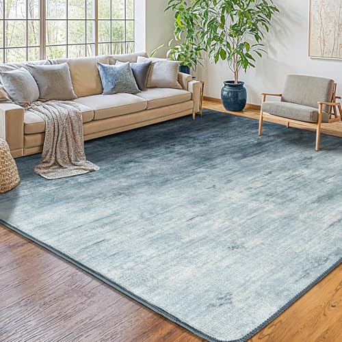 Washable Rug 6x9 Area Rugs for Living Room - Stain Resistant Non-Slip Backing Boho Rug for Bedroom,Durable & Ultra-Thin Vintage Large Area Rug(6x9,Blue)