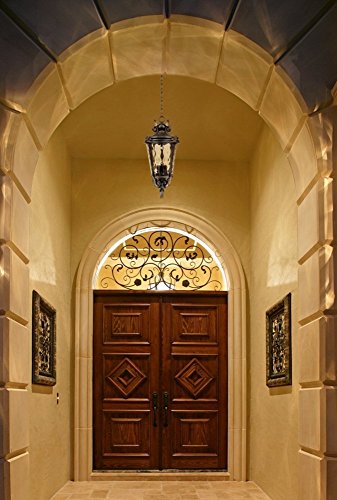 John Timberland Marseille Rustic Vintage Outdoor Hanging Light Fixture Veranda Bronze 26 1/4" Champagne Water Glass Damp Rated For Exterior House Porch Patio Outside Deck Garage Front Door Home #TOP1