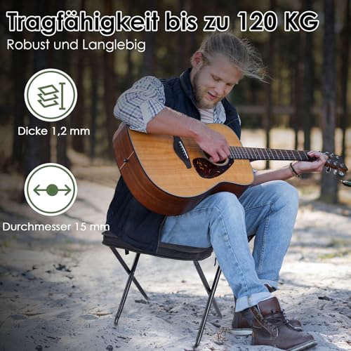MOONCY Klapphocker Faltbar, 33×26,5×32cm Tragbarer Campinghocker Klappbar, Hält bis zu 120kg, Leichter Angelhocker für Wandern, Angeln und Draussen, Schwarz