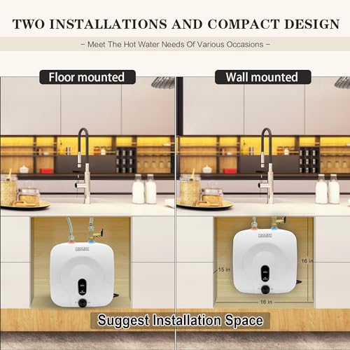 Fisoceny Electric Mini Tank Water Heater 2.5 Gallon Under Sink White Instant Hot Water Heater,110V 120V 1500W Kitchen Rv Trainer Compact Storage Heaters Wall Or Floor Mounted thumb #2