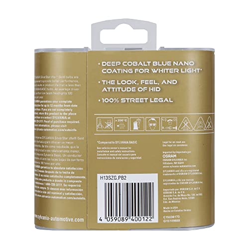 SYLVANIA - H13 (9008) SilverStar zXe GOLD High Performance Halogen Headlight Bulb - Bright White Light Output, Best HID Alternative, Xenon Charged Technology (Contains 2 Bulbs)