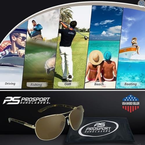 Image of proSPORT Polarized Bifocal Aviator Reading Sunglasses Men, Fishing Sunglass Readers, UV400 Polarized Lens, Driving Golf Beach