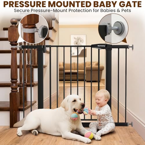 Image of Mumeasy Baby Gate with Door, 29.7-43 inch Auto Close Dog Gate for Doorways