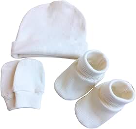 Conjunto de toucas com luvas e Sapatinho Pantufa Meias para Bebê, Recém-Nascido Algodão Premium