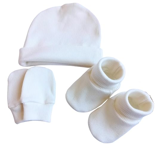 Conjunto de toucas com luvas e Sapatinho Pantufa Meias para Bebê, Recém-Nascido Algodão Premium