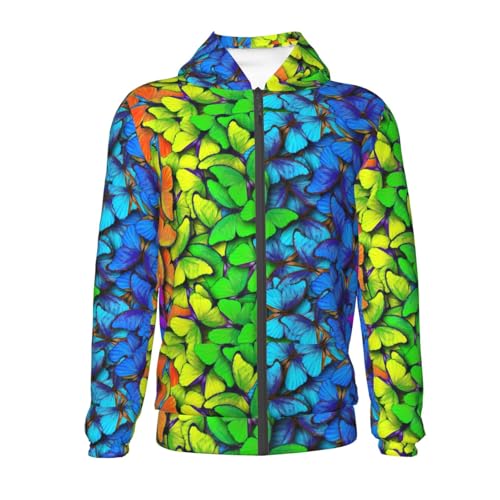 Multicolored Butterflies Kid Hoodies Boys Zip Up Sweatshirts Girls Pullover with Pocket2
