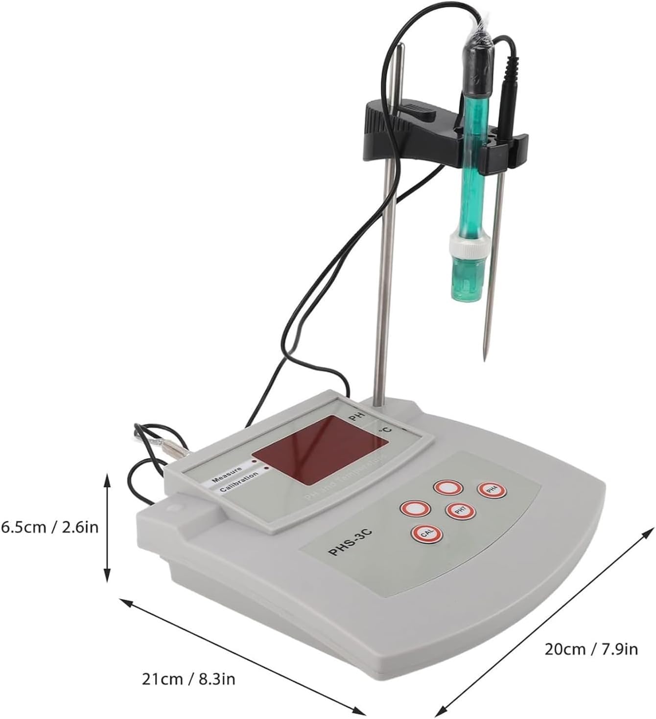 Stołowy miernik PH, laboratoryjny cyfrowy tester PH i temperatury z wyświetlaczem LED, wysoka dokładność 0,01 pH, 0-14pH/0-100℃, 2-punktowa automatyczna kalibracja