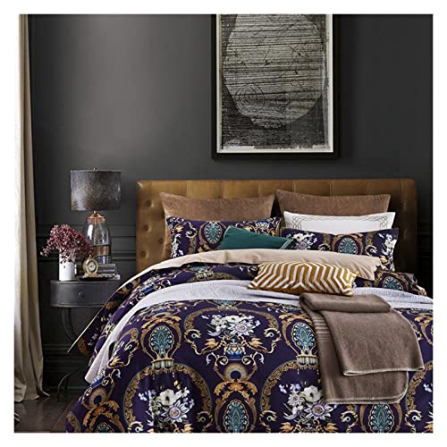 XYZMDJ Juego de ropa de cama con estampado multic de color algodón suave rey king juego (Color : A, Size : King size 4pcs) Cover