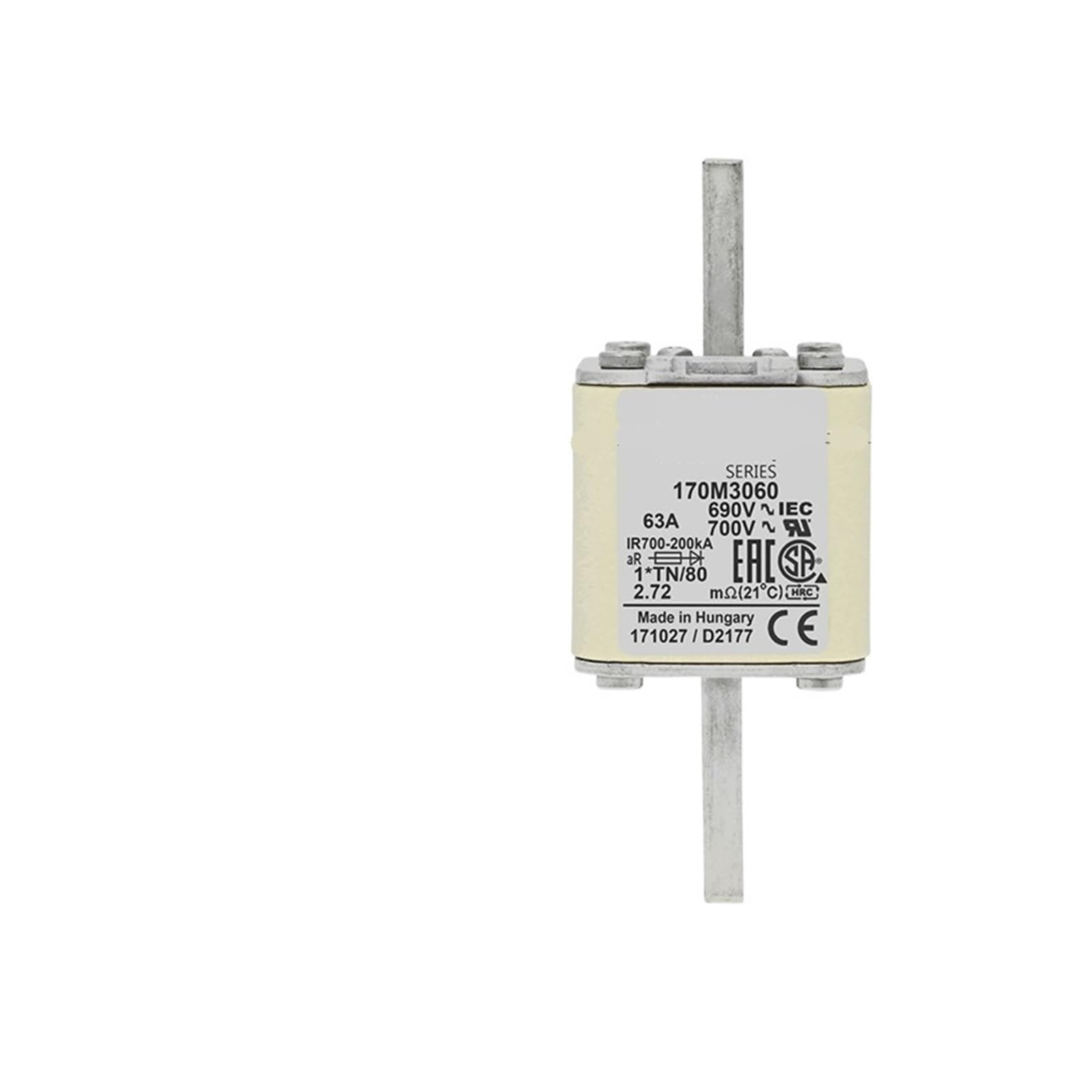 Fusible rapide 170M3062 pour éviter les pannes de surtension industrielles