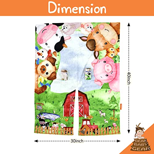 Image of Dear Baby Gear Car Seat Cover for Boys & Girls - Baby Carseat Canopy w /Snap Opening - Infant Seat Cover - Stroller & Nursing Covers - Newborn Carrier Canopy - 40x30 inch (Barn with Animals Farm Life)