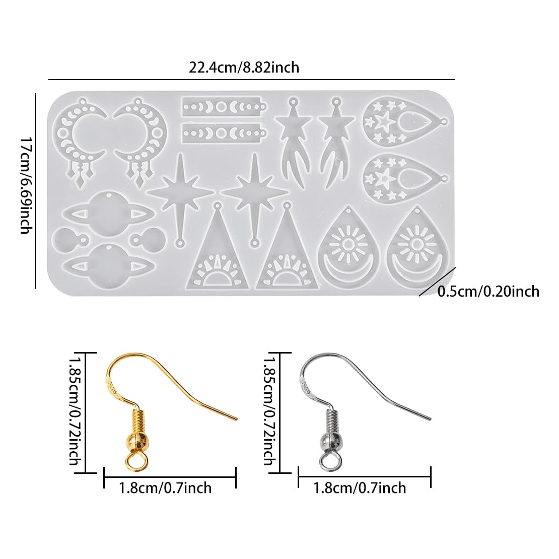 Stampi Per Resina In Silicone Fai Da Te Orecchini Stampi In Silicone Per Resina Epossidica - 2 Pezzi Per Orecchini Pendenti Fai Da Te Stampi Per Orecchini Artigianali Stampi Silicone Per Resina - 9