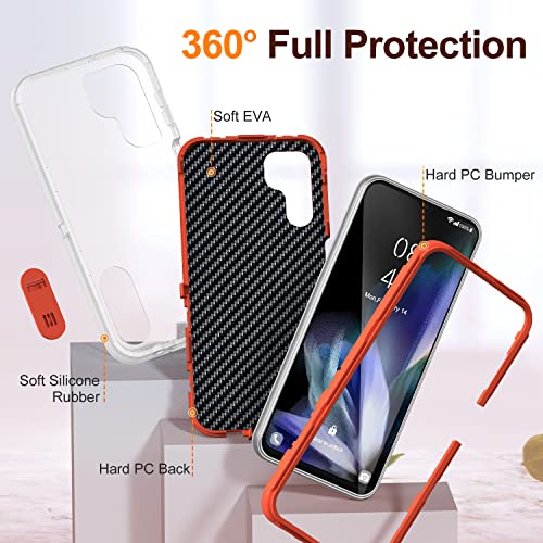 IDweel for Galaxy A14 5G Case with Build-in Kickstand, Clear/Orange - image 8