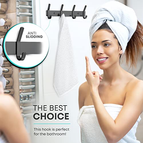 Sayoneyes Coat Rack Wall Mount With 4 Double Hooks For Hanging - 12 Inch Heavy Duty Sus304 Stainless Steel Matte Finish Waterproof – Wall Hook Rack For Bathroom Entryway #TOP5