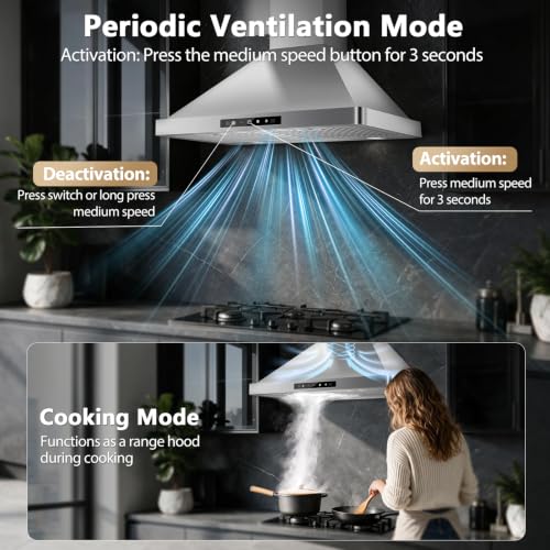 Image of Wall Mount Range Hood 30 inch, 900 CFM Stainless Steel Kitchen Hood