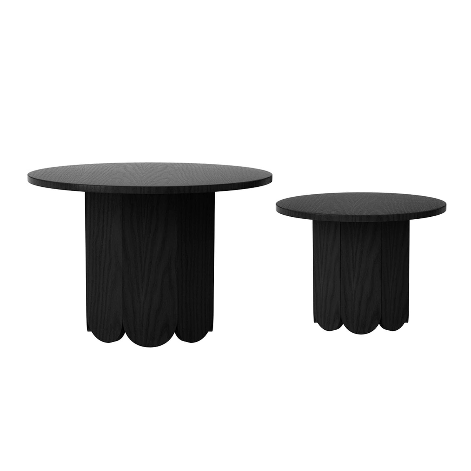 SXZenSpace Mid Century Modern Round Nesting Coffee Table, Wood Slat Side Table Set, Easy Assembly, for Living Room, Balcony(Black)