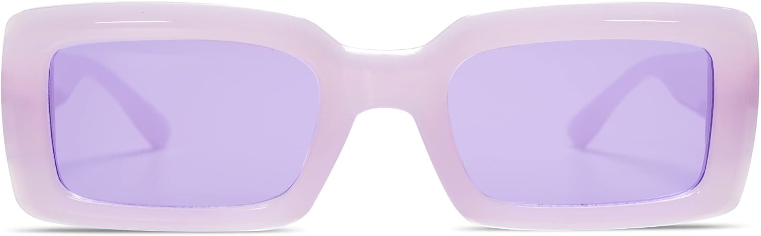 Allarallvr Trendy Rectangle Sunglasses for Women Men Vintage 90's Square Shades Thick Frame Nude Sunnies Sunglasses AR82002 - Image 2