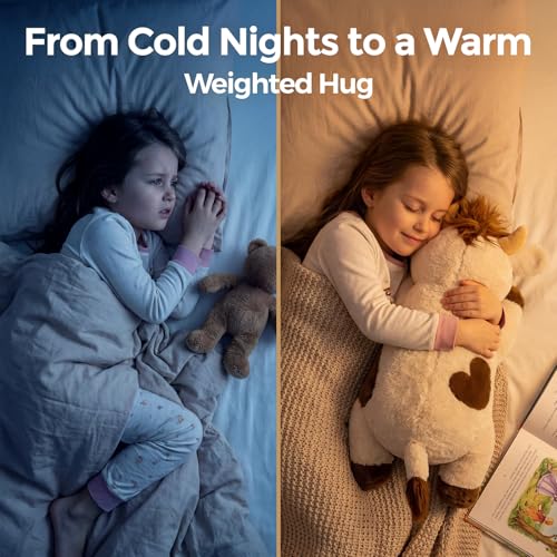 Image of Mewaii Weighted Stuffed Animals for Adults & Kids, 2-5 lbs - 23 inch Heatable Coolable Cow Plush, Microwavable Adjustable Removable Inner Pad, Realistic Hug Comfort Gift (White)