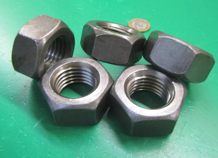 Metric Class 8 Plain Steel Hex Nuts RH M30 x 3.5 Thread x 46 mm W x 24 mm H 5 Pcs