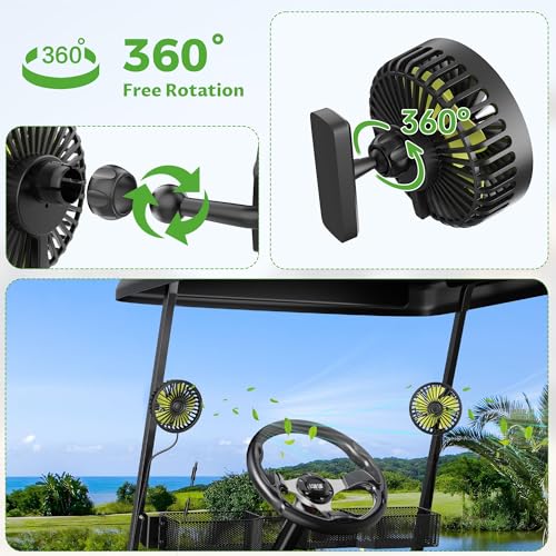 Ventilateurs magnétiques pour voiturette de golf 12V orientables - 5