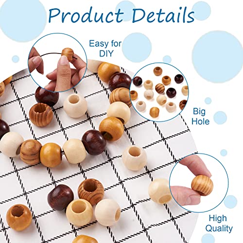 Craftdady 100Pcs Wooden Beads Rondelle Round 19mm 5 Colour Dreadlock Hair Braid Beads Large Hole European Spacer for Macramé Craft Jewellery Making Hole: 9mm - Image 2