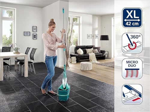 Leifheit Set Combi XL Micro Duo mit rückenschonendem Wischer, Wischtuchpresse für effektives...