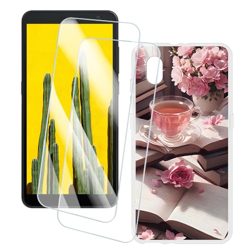 OAGELIM 2�Z�b�g �X�N���[���v���e�N�^�[ + �P�[�X TCL L7 5102K (5.5 �C���`) �Ƃ̌݊������� �A�[�e�B�X�e�B�b�N�J�X�^���v�����g�J�o�[�Ƌ����K���X�t�B���� �X�N���b�`�h�~ (�s���N�̌ߌ�)